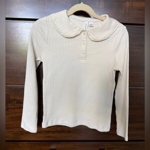 Janie and Jack Ribbed Lace Collar Top size 6